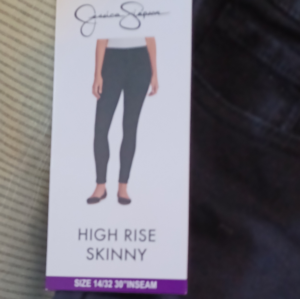 Jessica Simpson Women's High Rise Skinny Jeans Size 14/32 Inseam 30" Black - Picture 3 of 6